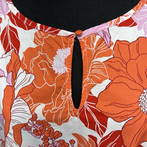 C&A Floral Womens Knee Length Dress Sz 10 Tiered Cottage Garden Church‎ Cotton - Picture 2 of 7